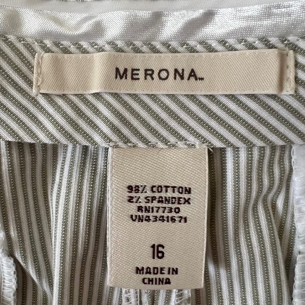 Merona Cotton Stretch Pants Womens Size 16 Cropped Coastal Preppy Work Summer